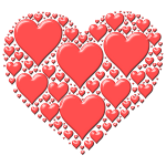 Vector illustration of red heart made out of many small hearts