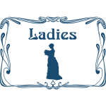 Blue ladies restroom door sign vector drawing