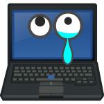 Laptop crying eye looking up on the screen vector illustration