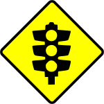 Traffic lights caution sign vector image