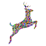 Low Poly Iridescent Leaping Deer Silhouette