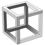 MC Eschers impossible cube in grayscale vector clip art