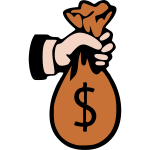 Money bag in a hand vector