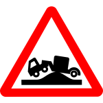 Road sign in triangle