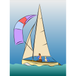 Color sailing boat vector drawing