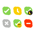 Vector drawing of flat Skype status icons