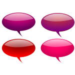 Red reflective speech bubbles selection vector illustration