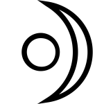 Vector graphics of moon and dot ancient sacred symbol