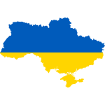 Ukraine map with flag over it vector clip art