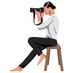 Woman Photographer on Stool