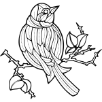 Vector image of a bird with embroidery pattern