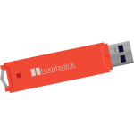 Vector illustration of red USB memory stick with strap holder