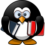 Penguin with textbooks vector image