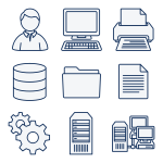 Vector clip art of set of computer network diagram icons