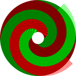 Vector clip art of green shaded circle with separate lines