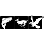 Fish, deer and bird