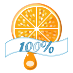 100% orange vector label