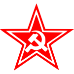 Vector graphics of red sickle and hammer star