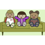 Kids on a sofa watching TV vector drawing