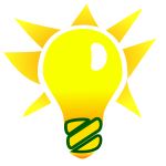 Vector drawing of green energy glowing bulb