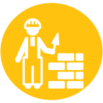 Yellow bricklayer pictogram