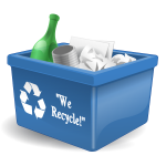 Blue recycling bin full of waste vector clip art