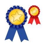 Medal of achievement blue and red vector image