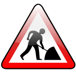 Vector clip art of shiny construction warning road sign