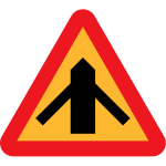 Traffic merging from left and right sign vector