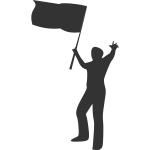 Man with flag silhouette vector image