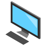 Desktop PC icon with monitor vector image