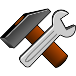 Vector clip art of thick hammer and wrench icon