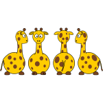 Cartoon Giraffe (front, back and side views)