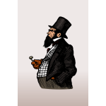 Illustration of gentleman in black suit with pipe