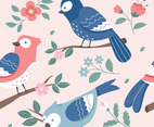 Spring Birds Seamless Pattern