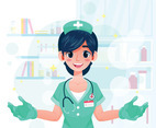 Cute Nurse Character with Flat and Gradient Style