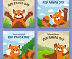 Hand drawn funny red pandas