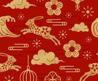 Chinese New Year Deep Red Seamless Pattern