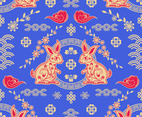 Chinese New Year with Water Rabbit Seamless Pattern