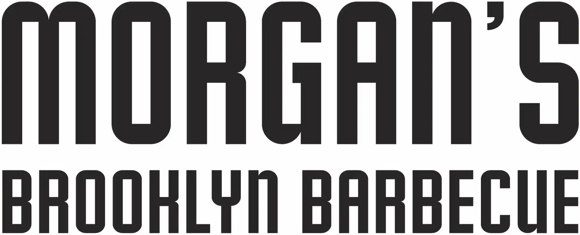 Bold black text logo reading ’MORGAN’S BROOKLYN BARBECUE’ in a modern, angular font style.