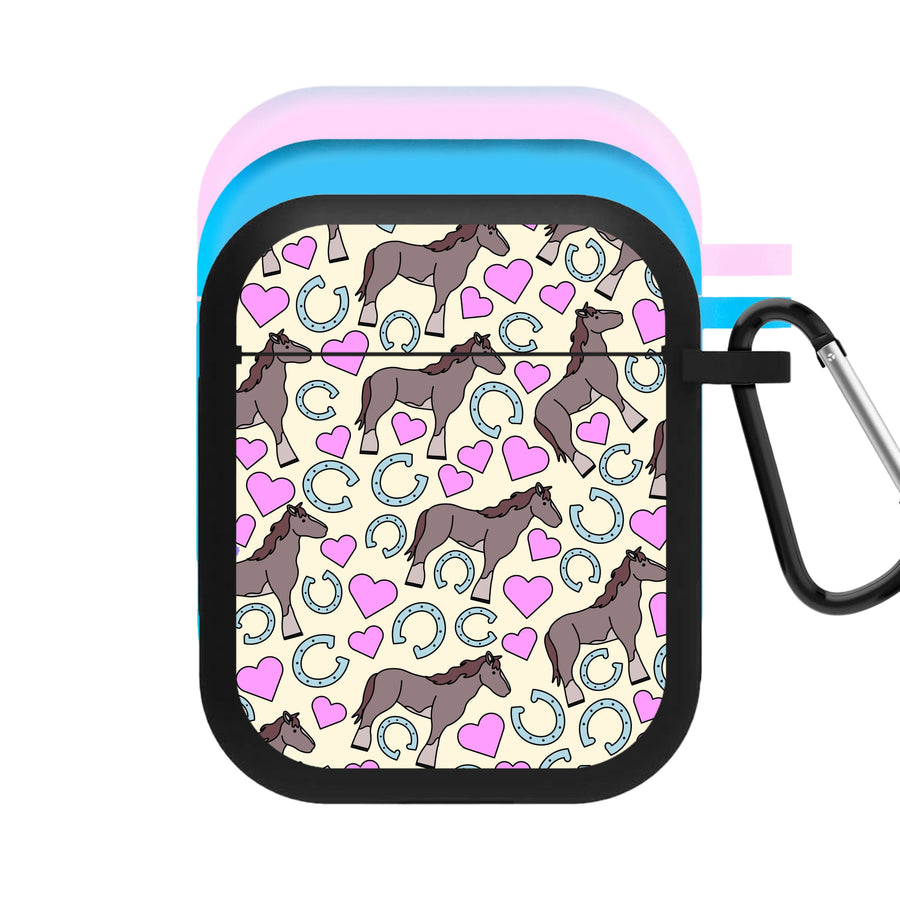 Horses And Horseshoes Pattern - Horses AirPods Case