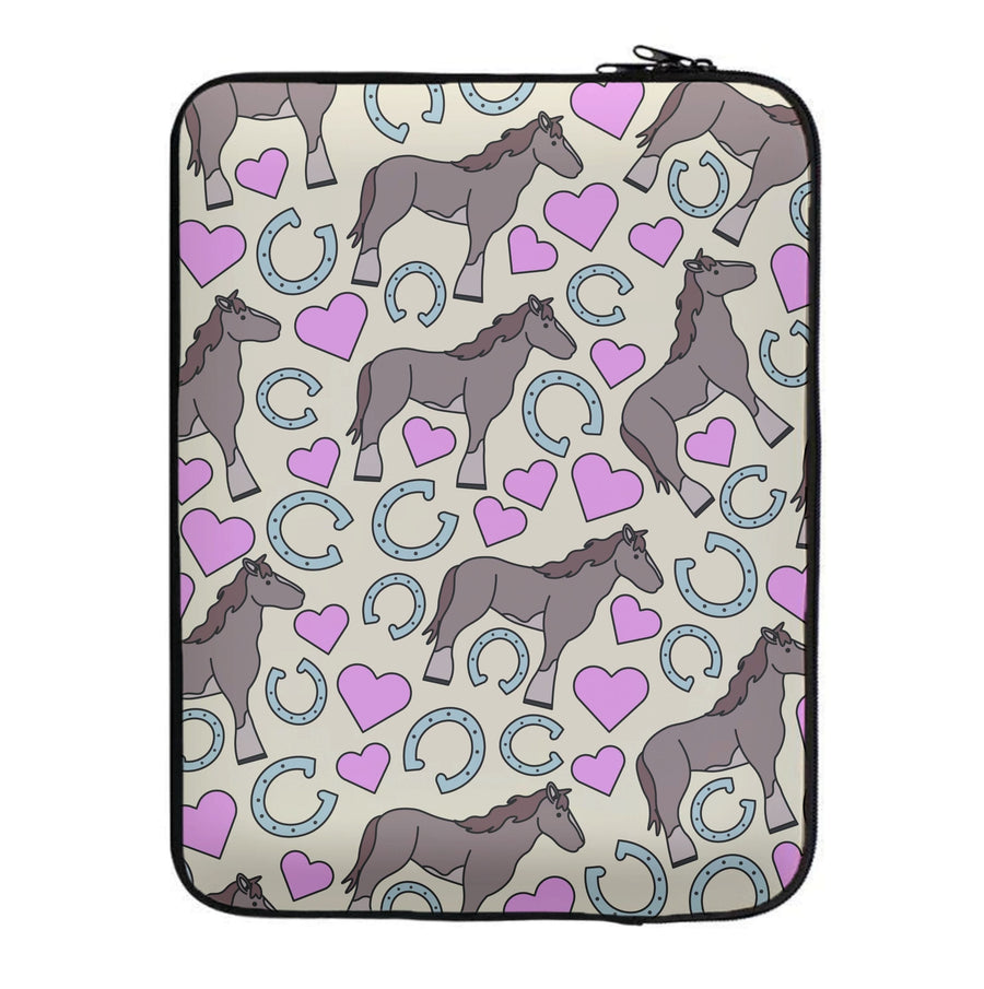 Horses And Horseshoes Pattern - Horses Laptop Sleeve