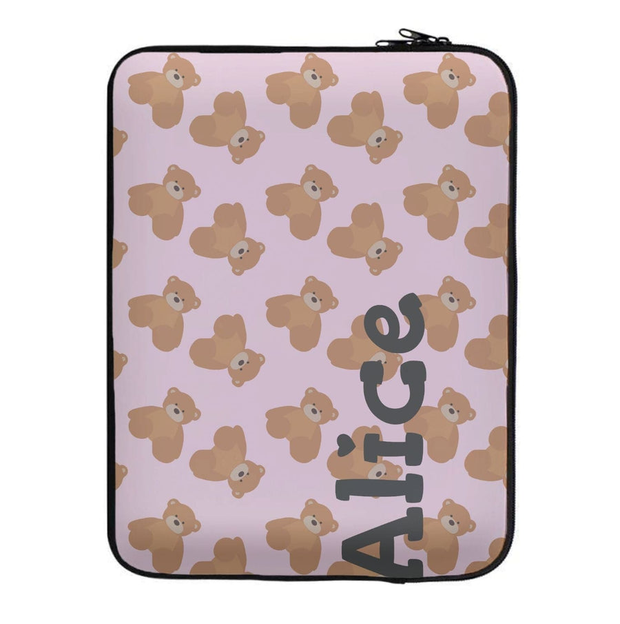 Teddy Bear Pattern - Personalised Christmas  Laptop Sleeve