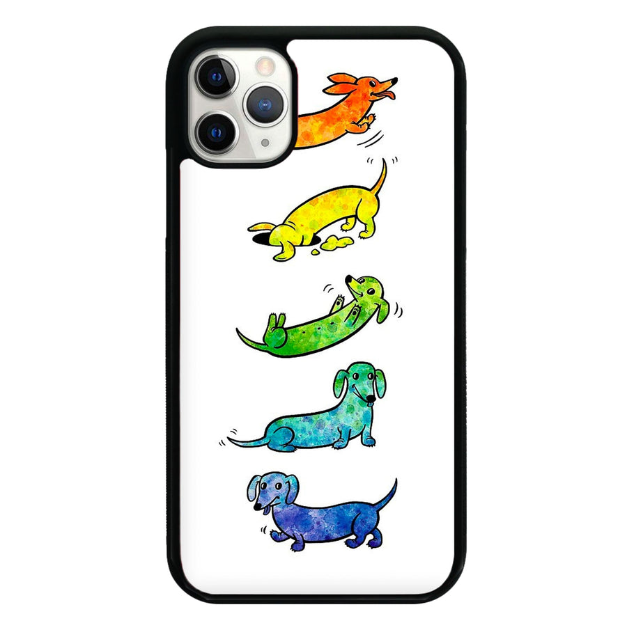 Watercolor Rainbow Dachshunds Phone Case