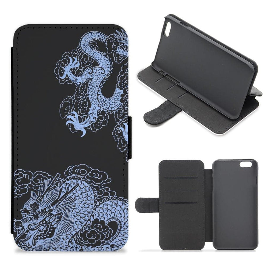 Dark Blue Dragon Flip / Wallet Phone Case