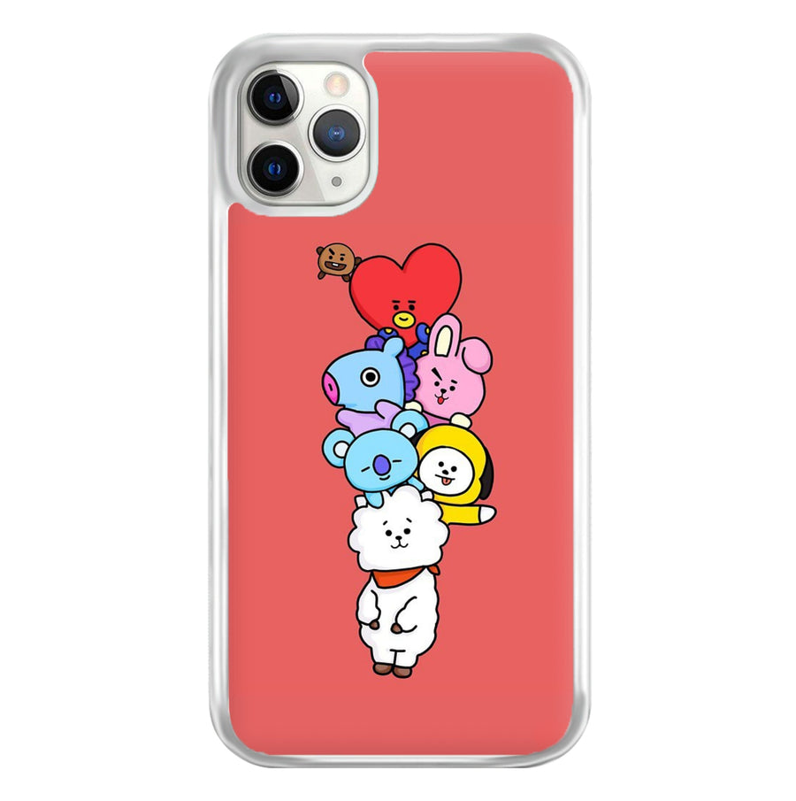 Red BT21 - RJ, Mang, Koya, Chimmy, Cooky, Shooky, Tata - K Pop Phone Case