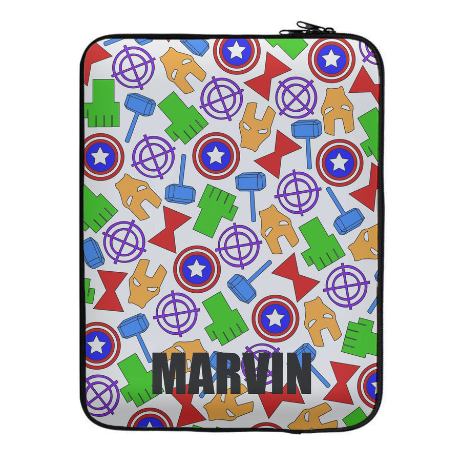 Icon Pattern - Personalised Superhero Comic Laptop Sleeve