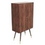 GRADE A1 - Large Drinks Cabinet in Dark Wood with Gold Inlay - Dejan