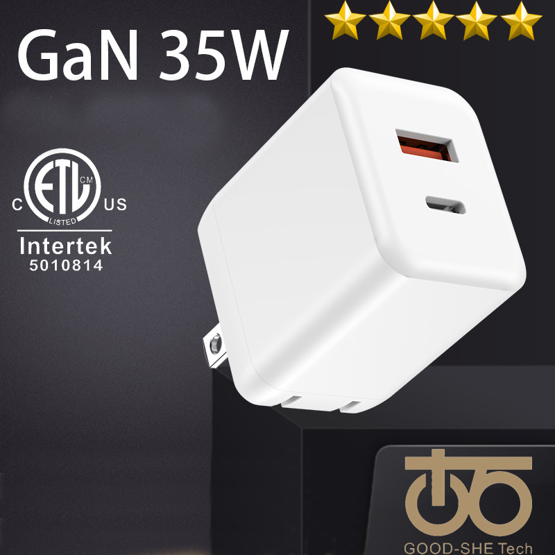 35W Dual Port USB-A + USB-C Power Adapter Wall Charger For Samsung | Motorola | LG