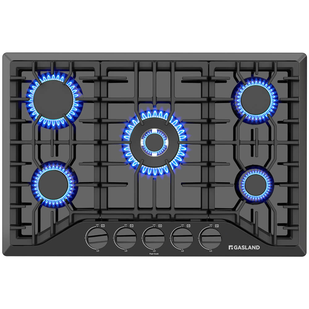 30" 5 Burner Black Enamel Gas Cooktop